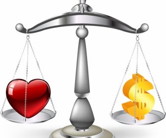 愛或金錢工作生活平衡秤