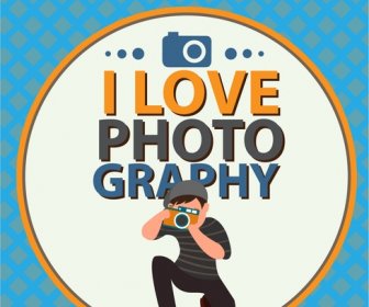 Love Photography Banner Cameraman Design With Text