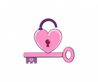Love Symbol Icon Key  Heart Lock Sketch