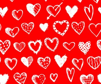 Love With Hearts Patterns Seamless Vector Set