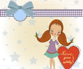 Lovely Baby Cards Vector Set