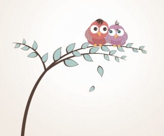 Lovely Birds Vector Graphic