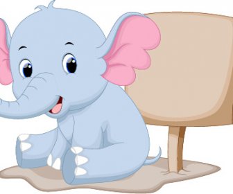 Gajah Kartun Indah Vektor