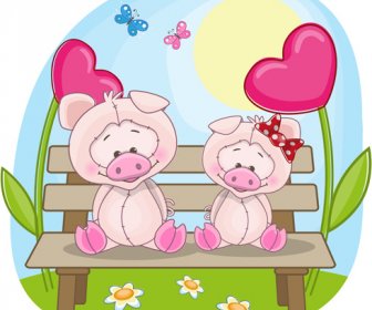 Lovers Lovely Animals Vector Set