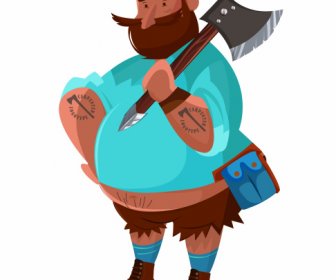 Lumberjack Icon Colored Cartoon Character