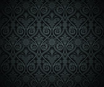 Luxurious Black Damask Patterns Vector