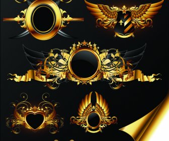 Luxuriöse Goldene Heraldische Mit Ornamenten Vektor