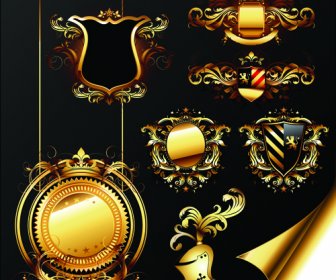 Luxuriöse Goldene Heraldische Mit Ornamenten Vektor