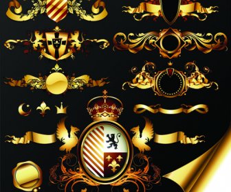 Luxurious Golden Heraldic With Ornaments Vector