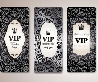 Luxurious Vip Cards Flower Vector