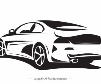 Ikon Mode Mobil Mewah Sketsa Siluet Putih Hitam