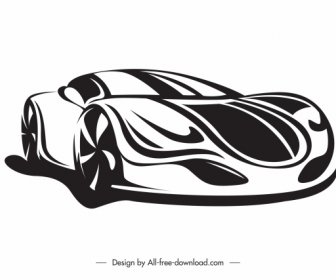 Luxury Car Mode Icon Black White Silhouette Sketch