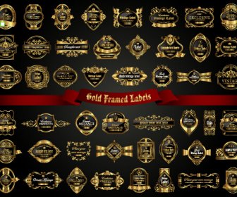 Luxury Gold Frame Labels Set Vector