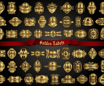 Goldrahmen Luxuslabels Set Vektor