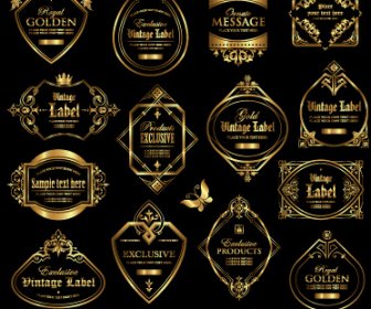 Luxury Gold Frame Labels Set Vector