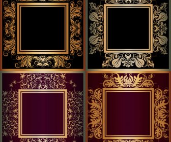 Luxury Gold Frame With Ornaments Floral Vector