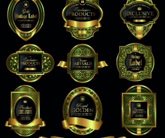 Luxury Gold Labels Vector Graphics Set