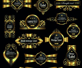 Luxury Gold Labels Vector Graphics Set