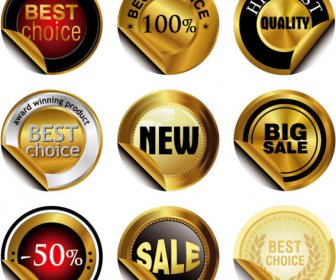 Luxury Gold Premium Quality Labels Vector