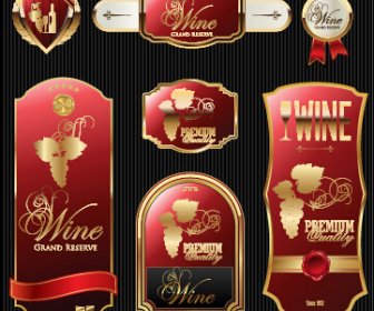 Etiquetas De Lujo Vino Con La Etiqueta Engomada De Gráficos Vectoriales