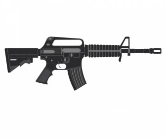 M16 Tüfek Simgesi Modern Düz Siyah Eskiz