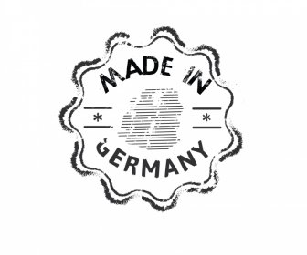 Dibuat di Jerman Stempel Flat Retro Sketch