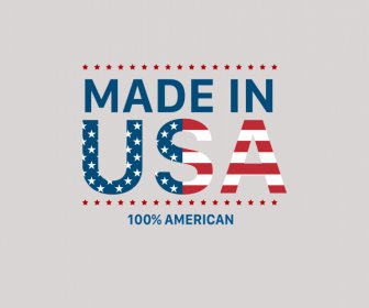 Dibuat Di Amerika Serikat 100 Amerika Tanda Template Bendera Teks Bintang Dekorasi