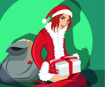 Maiden And Xmas Costume Vector