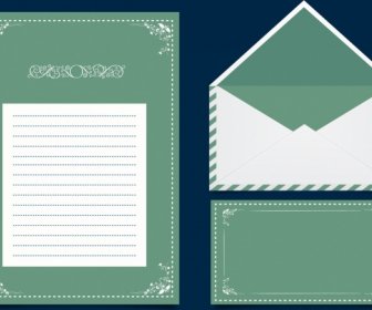 Elementi Di Design Classici Di Mailing Curve Ornamento Verde Scuro