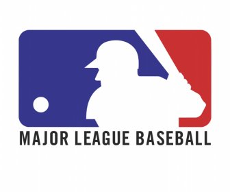 Major League Baseball Logo Template Flat Silhouette Player Sketch