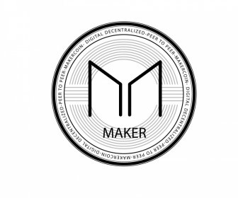 maker coins sign icon black white symmetric text outline