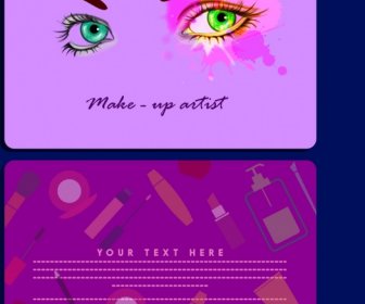 Makeup Kartu Template Latar Belakang Wajah Ungu Vignette Aksesoris