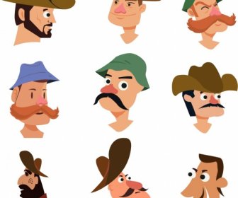 мужской аватар коллекция ретро характер цветной мультфильм