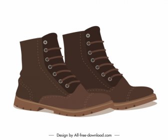 Male Boots Icons 3d Design Elegant Leather Decor