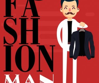 Male Fashion Background Elegant Man Icon Texts Decor