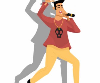 Cantante Masculino Icono Dibujo Animado Personaje Sketch