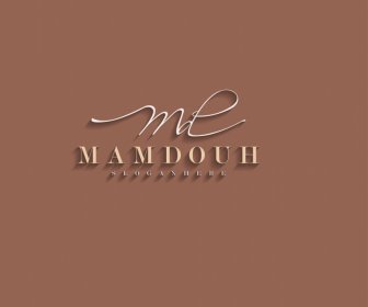 Mamdouh Company Logotype Elegant Flat Handdrawn Texts Outline
