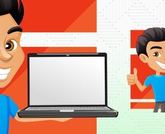 Man Holding Laptop Vector Character