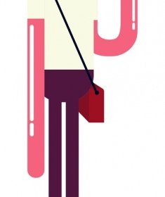 Man Icon Tall Fat Design Cartoon Character Sketch