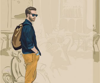 Man With Fashion Background Vector