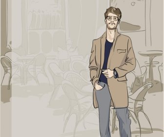 Man With Fashion Background Vector
