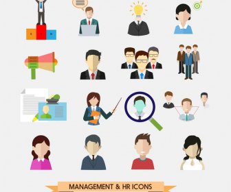 Management And Human Resources Icons In Flat Design