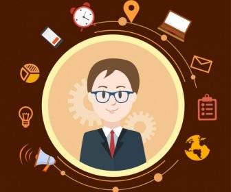 Manager Conceptual Background Man Avatar Business Icons Decor