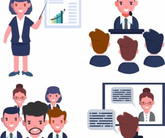 Manager Work Background Human Icons Cartoon Characters