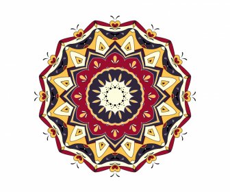 Mandala Budismo Icono Colorido Delirio Simetría Círculo Forma Diseño
