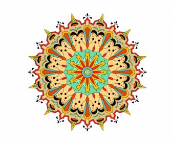 Mandala Buddhisme Ikon Warna-warni Ilusi Simetris Desain Bentuk Lingkaran