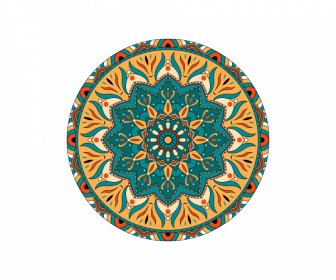 Mandala Buddhism Icon Colorful Symmetric Illusion Round Shape Design