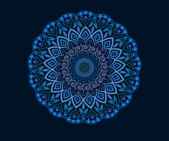 Mandala çiçek Tasarım Elemanı Koyu Simetrik Zarif Dekorasyon