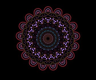 mandala flower icon elegant dark symmetric circle shape design
