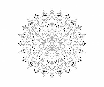  Mandala Işareti Simgesi Siyah Beyaz Simetrik Illüzyon Daire çizimi